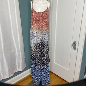 Nic+Zoe Maxi Dress Large Printed Spaghetti Straps
